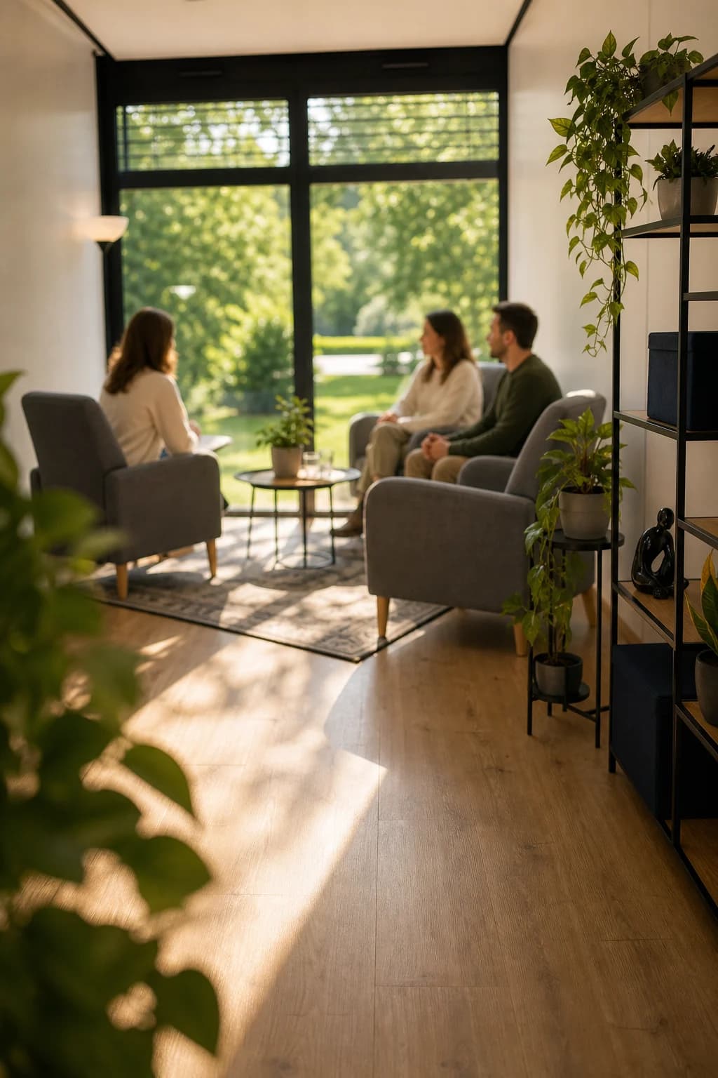Elegancki salon Centrum Obecności — strefa komfortu i rozmowy